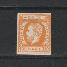 10 Bani Carol cu Barba LP31 Portocaliu Romania 1871-72 Cu Atestat