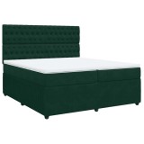 Cumpara ieftin Pat box spring cu saltea, verde inchis, 200x200 cm, catifea