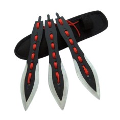 Set trei cutite de aruncat IdeallStore&reg;, Anarchy Blades, otel inoxidabil, negru, 19 cm, teaca inclusa