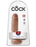 Dildo 7&quot; Cock with Balls Tan