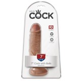 Dildo 7" Cock with Balls Tan