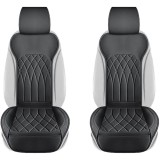 Set 2 huse scaune auto universale RoGroup, piele PU, cu tetiere si buzunar depozitare, antialunecare, impermeabile, pentru toate sezoanele, 112.5 x 52