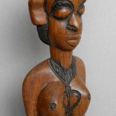 Bust de femeie - statueta erotica arta africana, sculptura tribala in lemn mahon
