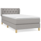 Cumpara ieftin Pat continental cu saltea, gri deschis, 80x200 cm, textil