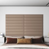 VidaXL Panouri de perete 12 buc. cappuccino 90x15 cm piele eco 1,62 m&sup2;