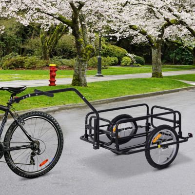 HOMCOM Carucior Remorca pentru Bicicleta Negru 156x72x82cm foto