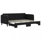 Cumpara ieftin Pat de zi cu extensie, negru, 80x200 cm, textil