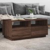 Măsuță de cafea cu lumini LED, stejar maro, 90x49x40 cm