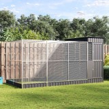 vidaXL Volieră cu extensie argintie 416x203x216 cm oțel 3214258