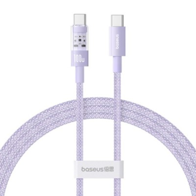 Cablu USB-C la Type-C, Super Fast Charging 100W, 2m - Baseus Gem (P10373000511-01) - Nebula Purple foto