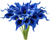 20 Bucati De Flori Artificiale, Crin Cu Petale Albastre Din Matase, Lungime 35 cm
