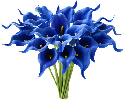 20 Bucati De Flori Artificiale, Crin Cu Petale Albastre Din Matase, Lungime 35 cm foto