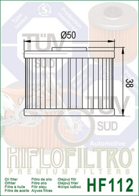 Filtru Ulei HF112 Gas Gas, Honda, Kawasaki, Polaris, Suzuki HifloFiltro Cod Produs: MX_NEW HF112 foto