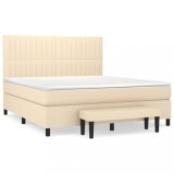 Cumpara ieftin Pat continental cu saltea, crem, 180x200 cm, textil