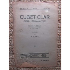Revista - Cuget Clar - Noul Semanator - condusa de N. Iorga - ANUL IV NR. 26 4 IANUARIE 1940