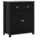 Cumpara ieftin Dulap de baie BERG, negru, 69,5x34x80 cm, lemn masiv de pin