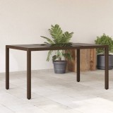 Cumpara ieftin Masă de grădină cu blat din sticlă maro 150x90x75 cm, poliratan