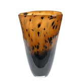 Vaza decorativa din sticla cu efect marmorat brun si negru 29.5 cm