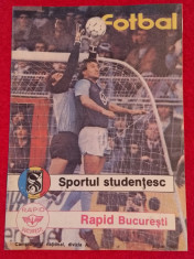 Program meci fotbal SPORTUL STUDENTESC - RAPID BUCURESTI (august 1988) foto