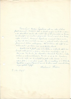 A3567N Vladimir Streinu (Nicolae Iordache), act scris și semnat olograf, 1965 foto
