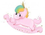 Cumpara ieftin Sticker decorativ cu Unicorn, Roz, 80 cm, 1239-19ST, Oem