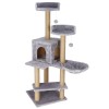 Ansamblu de joaca pentru pisici, cu loc pentru zgariat, ascuns, culcus, mingi, 129cm, gri Household NewTrend, Oem