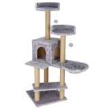 Ansamblu de joaca pentru pisici, cu loc pentru zgariat, ascuns, culcus, mingi, 129cm, gri Household NewTrend