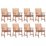 vidaXL Scaune de exterior cu perne, 8 buc., lemn masiv de acacia 3078375