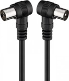 Cablu prelungitor antena coaxial unghi 90 grade T-M 1.5m Negru, G11525, Goobay