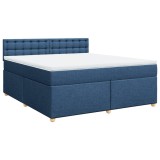 Cumpara ieftin Pat box spring cu saltea, albastru, 180x200 cm, material textil