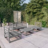 Cumpara ieftin Set mobilier de grădină, 5 piese, gri, lemn masiv de pin