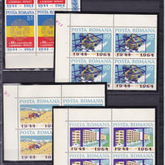 ROMANIA 1964 LP 587 A XX-a ANIVERSARE A PATRIEI BLOCURI DE 4 TIMBRE MNH