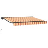 vidaXL Copertină retractabilă manuală Galben, Portocaliu și Alb 3420409
