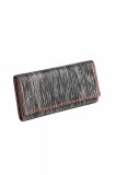 Cumpara ieftin Portofel dama din piele naturala, lucrat si cusut manual, Eva, Handmade, Negru cu Argintiu, Produs in Romania, Elyk Creation