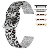 Cumpara ieftin Curea silicon, compatibila Apple Watch 9|8|7|6|5|4|3|2|1 Series, 41mm|40mm|38mm, Quick Release, Transparent Leopard