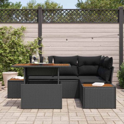 vidaXL Set de masă pentru grădină 5 pcs Negru și Maro 100 x 55 x 73 cm 3350065 foto