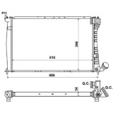 Radiator racire Citroen Xantia, 03.1993-2001, Motorizare 1, 9 Td 66kw; 2, 1 Td 80kw Diesel, tip climatizare Cu/fara AC, cutie Manuala, dimensiune 610