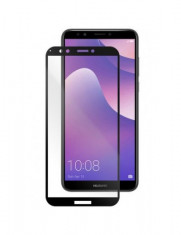 Folie de sticla 10D, Huawei Y7 2018, neagra, securizata, full screen, antisoc, subtire foto