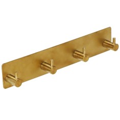 Cuier de baie pentru prosoape, montare fara gaurire, otel, 4 agatatori, 24x4.5cm, auriu Household NewTrend