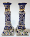 Set 2 Sfeșnice Orientale Porțelan Teheran, Motive Florale, Pictate Manual, 22cm