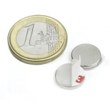 Magnet neodim disc cu autoadeziv &Oslash;12&amp;#215;2 mm, putere 1,3 kg, N35