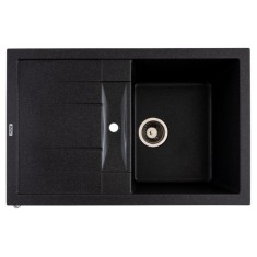 Chiuveta bucatarie din granit cu 1 cuva si scurgator, Graphite, 775x495 mm, Flow FORT