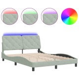 Cumpara ieftin Cadru de pat cu LED fara saltea, gri deschis, 140x200 cm, catifea