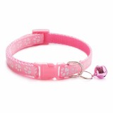 Zgarda ajustabila cu clopotel pentru caini si pisici, 18-32cm, Roz