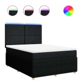 Cumpara ieftin Pat box spring cu saltea, negru, 140x200 cm, textil