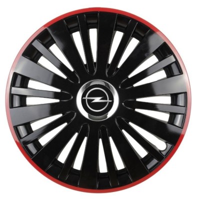 Set 4 Capace Roti pentru Opel, model Falcon Black Cu Rama Rosie, R16, OPEL foto