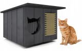 Cusca de exterior izolata termic, pentru 2 Pisici, 56x32x47.5cm, culoare Negru