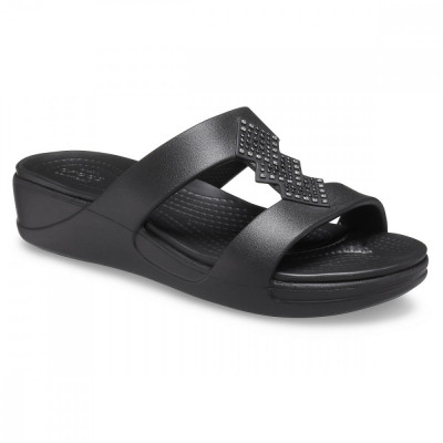 Papuci Crocs Monterey Shimmer Slip-On Wedge Negru - Black foto