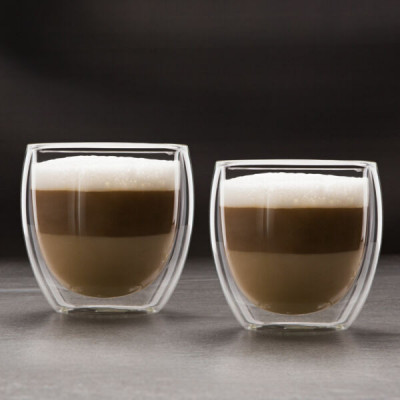 Cupă de sticlă cappuccino cu pereți dubli - 250 ml - 2 buc / cutie foto