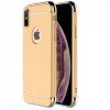 Husa iPhone X 3in1 Auriu, Carcasa Protectie Completa, Anti-soc, PC, Bumper Cromat, Subtire, Anti-zgarieturi